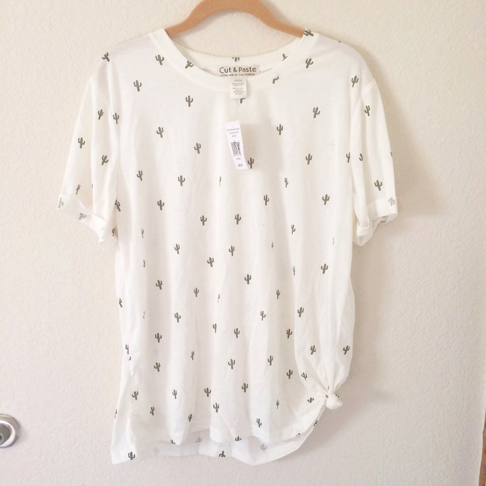NWT Cut & Paste Cacti Pattern Shirt w/ Knot